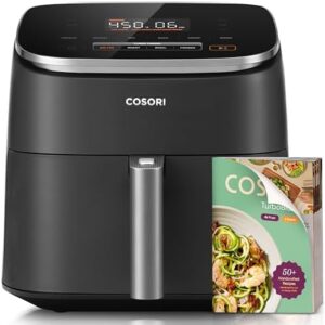 Cosori 9-in-1 TurboBlaze Air Fryer 6 Qt, Premium Ceramic Coating, 90°–450°F, Precise Heating for Even Results, Air Fry, Roast, Bake, Broil, Dry, Frozen, Proof, Reheat, Keep Warm, 120V, Dark Gray
