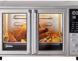 Midea Flexify Slim 8-in-1 French Door Toaster Oven Air Fryer Combo, Compact Countertop Oven with Infrared SpeedHeat, 25 Quart Capacity, Stainless Steel