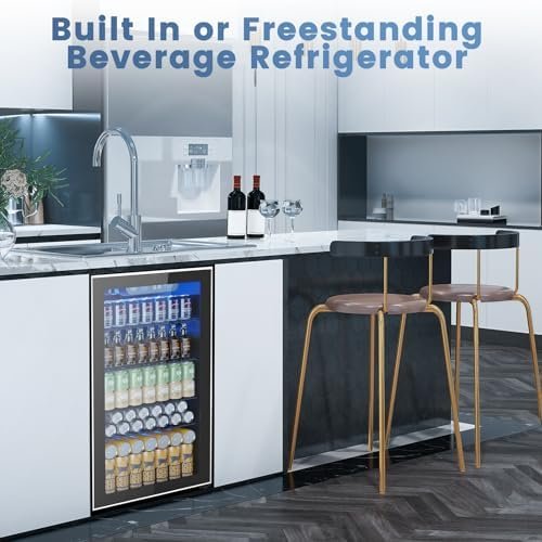 Electactic Mini Fridge 130 Can Beverage Refrigerator Cooler, 3.2 Cu.Ft Drink Fridge for Soda Wine Beer, Adjustable Temperature Control for Home Office, Black