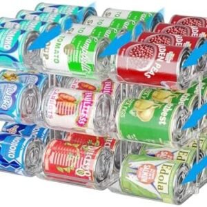 Can Organizer for Pantry Stackable 3 Tiers Can Storage Organizer Pantry Soda Can Organizer for Fridge 36 Cans Rack Automatic Rolling Canned Food Organizer for Refrigerator Kitchen Clear