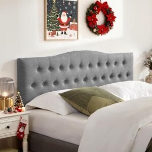 Tufted Upholstered Headboard Twin Size, Sturdy and Durable Solid Wood Twin XL headboard, Fabric Headboard Adjustable Height from 37” to 51”, Modern Button Diamond Design Head Board, Grey