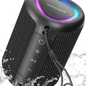 Portable Bluetooth Speaker Beach Vacation Essentials: Powerful Crystal Clear Sound/Dynamic Light/IPX5 Waterproof/All Day Playtime/BT 5.3/TWS Paring, Small Wireless Speaker for Outdoor|Travel|Camping