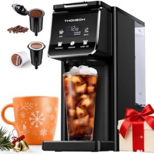Coffee Maker Hot & Iced With Bold Setting,Single Serve Coffee Maker For K Cup And Grounds,52 Oz Removable Water Tank,6-14 Oz Brew Sizes,One Cup Kcup Coffee Machine With Reusable Filter,(Black)