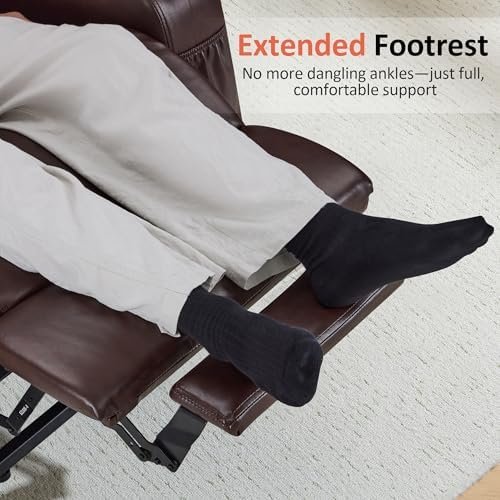 MCombo Electric Power Lift Recliner Chair Sofa with Massage and Heat for Elderly, 3 Positions, 2 Side Pockets, and Cup Holders, USB Ports, Faux Leather 7040 (Dark Brown, Medium)