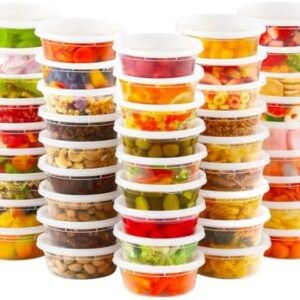 AOZITA 36 Sets 8 oz Plastic Deli Containers with Lids, Airtight Food Storage Containers, Freezer/Dishwasher/Microwave Safe, Soup Containers For Takeout Meal Prep Storage