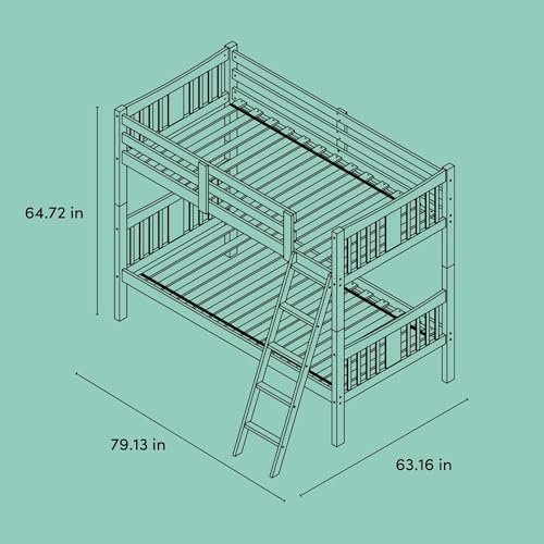 Storkcraft Caribou Bunk Bed Twin Over Twin Bunk Bed (White) - GREENGUARD Gold Certified, Twin Bunk Beds for Kids, Converts to 2 Individual Twin Beds, Bunk Beds for Kids