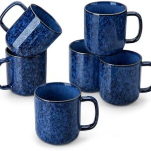 vancasso STARRY Coffee Mugs Set, 16 oz Ceramic Coffee Cups for Americano Hot Tea Iced Coffee Cold Brew Cocoa Milk Stoneware Mugs Set of 6, Dishwasher & Microwave Safe, Blue