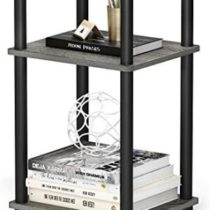 Furinno JUST Side Table, 3-Tier End Table, Open Shelves Night Stand, Bedside Table, Toolless Assembly, for Living Room, Bedroom, Bathroom, French Oak