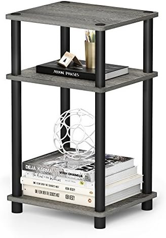 Furinno JUST Side Table, 3-Tier End Table, Open Shelves Night Stand, Bedside Table, Toolless Assembly, for Living Room, Bedroom, Bathroom, French Oak