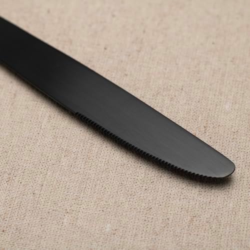 Alata Kate Black Satin 40-Piece Silverware Set, Service for 8, Stainless Steel Flatware Set, Matte Polished Cutlery Set, Dishwasher Safe