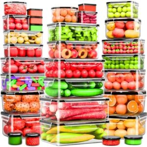 62 Pcs Large Food Storage Containers with Lids Airtight,Total 656OZ(31 Containers &31 Lids), Reusable BPA-Free Plastic Food Container for Kitchen Organization, Leakproof Meal-Prep Containers for Lunch